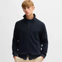 Boss H-Domico Full-Zip Cardigan in Dark Blue