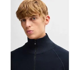Boss H-Domico Full-Zip Cardigan in Dark Blue