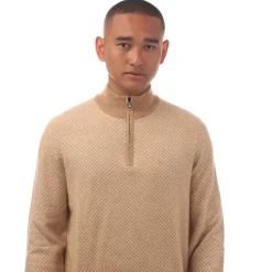 Boss H-Eltorino Quarter-Zip Sweater in Beige