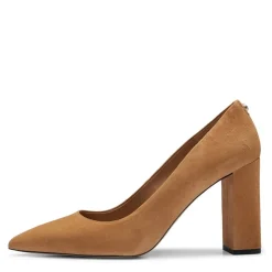 Boss High Block Heel Pumps in Beige