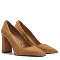 Boss High Block Heel Pumps in Beige
