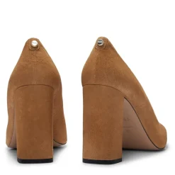 Boss High Block Heel Pumps in Beige