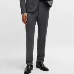 Boss H-Lenon Regular-Fit Trousers in Grey