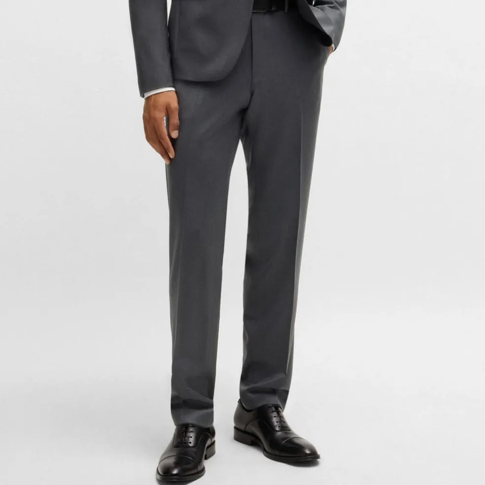 Boss H-Lenon Regular-Fit Trousers in Grey