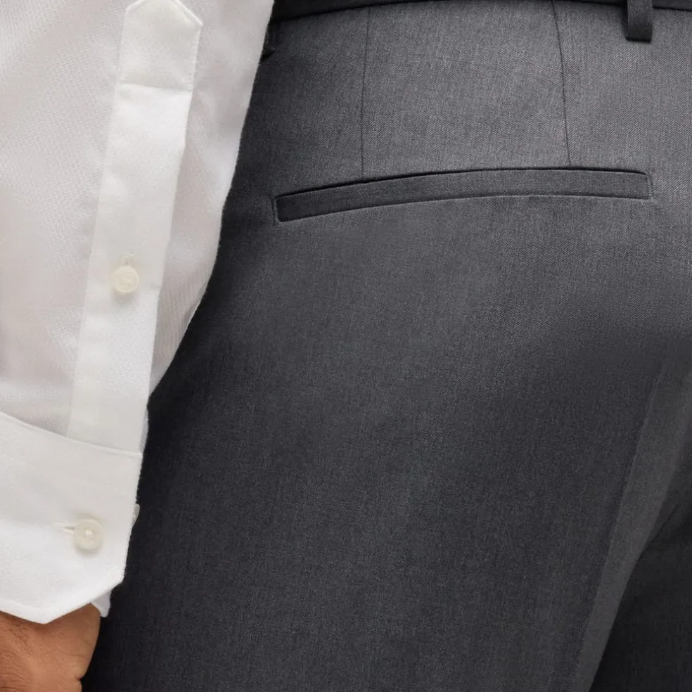 Boss H-Lenon Regular-Fit Trousers in Grey