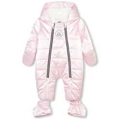 Boss Hooded Long Sleeve Baby Snowsuit in Pink