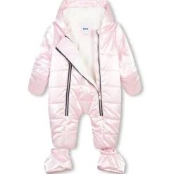 Boss Hooded Long Sleeve Baby Snowsuit in Pink
