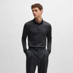Boss H-Pado 431 Long Sleeve Polo Shirt in Black