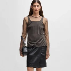 Boss Iloosy Long Sleeve Blouse in Beige