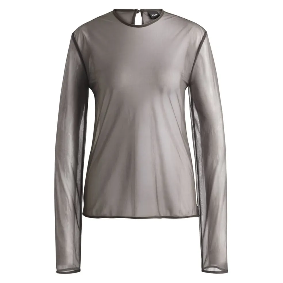 Boss Iloosy Long Sleeve Blouse in Beige