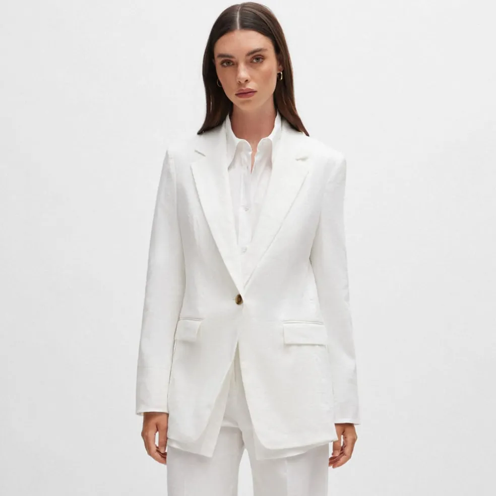 Boss Jasena Regular-Fit Linen Jacket in White