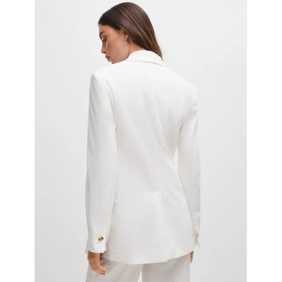 Boss Jasena Regular-Fit Linen Jacket in White