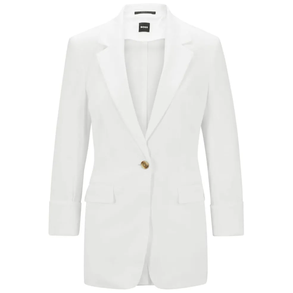 Boss Jasena Regular-Fit Linen Jacket in White