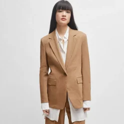 Boss Jasena Regular-Fit Linen Jacket in Beige
