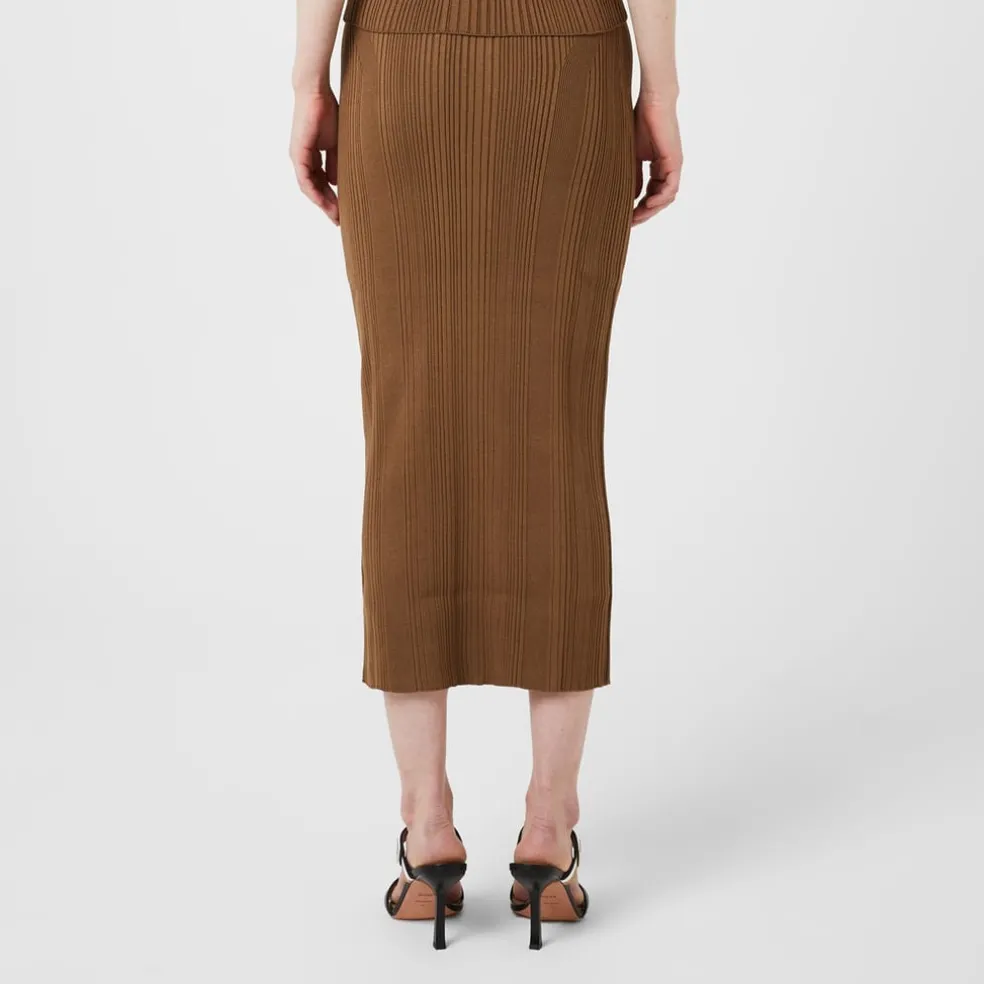 Boss Knitted Pencil Skirt in Brown