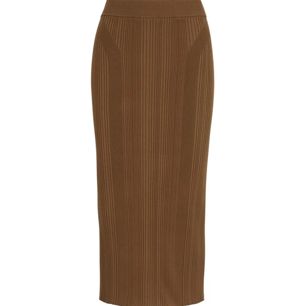 Boss Knitted Pencil Skirt in Brown
