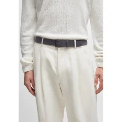 Boss Leather Pin Buckle Logo Belt in Blue