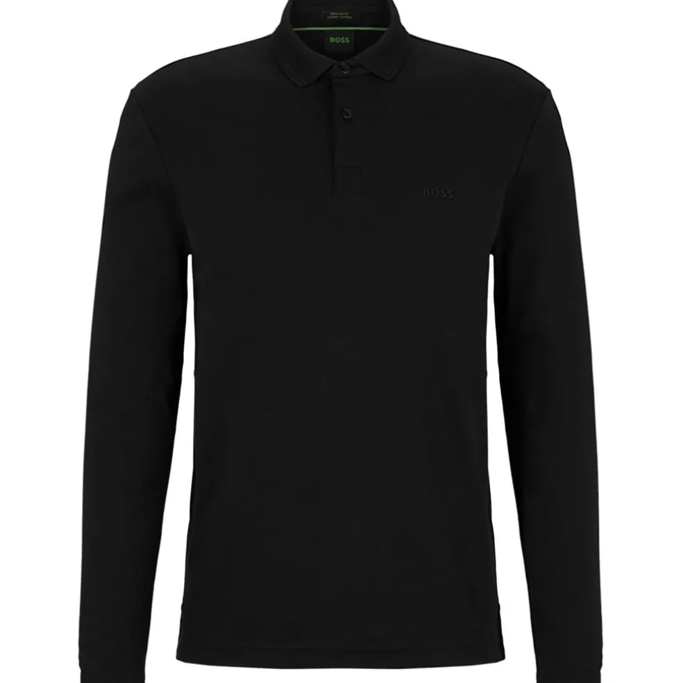 Boss Long Sleeve Polo Shirt in Black