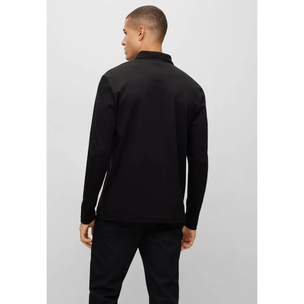 Boss Long Sleeve Polo Shirt in Black