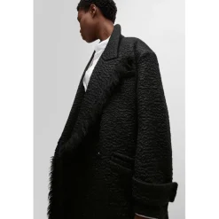 Boss Naomi X Boss Oversized-Fit Coat in Black