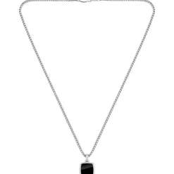 Boss Odell Black Onyx Pendant Necklace in Silver