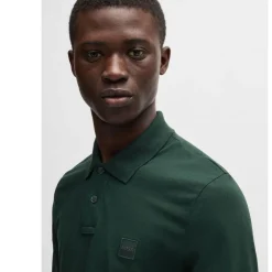 Boss Passerby Long Sleeve Polo Shirt in Green