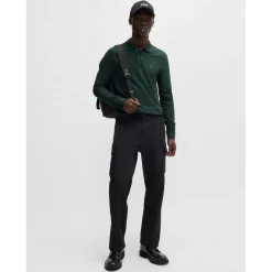 Boss Passerby Long Sleeve Polo Shirt in Green