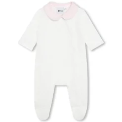 Boss Piece Embroidered Logo Sleepsuit Set Babies in White