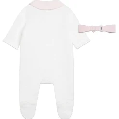 Boss Piece Embroidered Logo Sleepsuit Set Babies in White