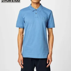 Boss Piqué Polo Top in Blue