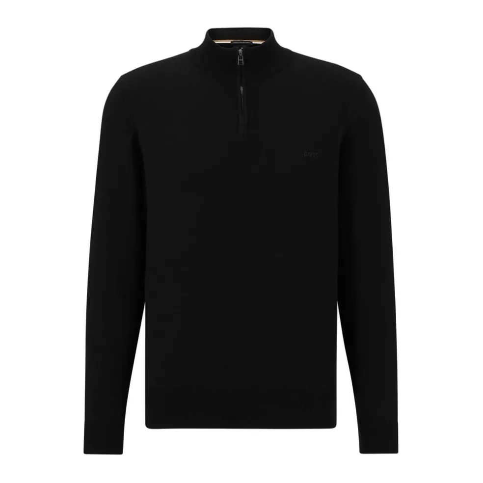 Boss Quarter Zip Sweater in Black