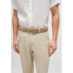 Boss Sash Woven Suede Belt in Beige