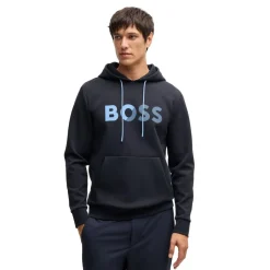Boss Soody Tape Logo Hoodie in Dark Blue