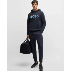 Boss Soody Tape Logo Hoodie in Dark Blue