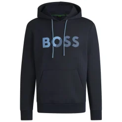 Boss Soody Tape Logo Hoodie in Dark Blue