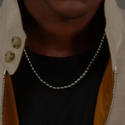 Boss Sphere Metal Bead Necklace in Silver