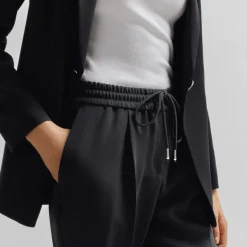 Boss Tariyana9 Regular-Fit Drawstring Trousers in Black