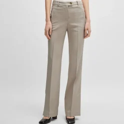 Boss Terela Slim-Fit Flared Trousers in Beige