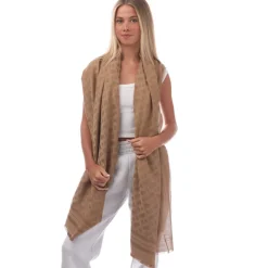 Boss Ylona Wool-Blend Scarf in Beige