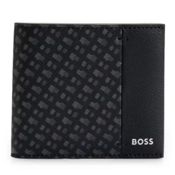 Boss Zair Geometric Billfold Wallet in Black