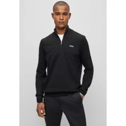 Boss Zip Neck Regular Fit Sweater in Black