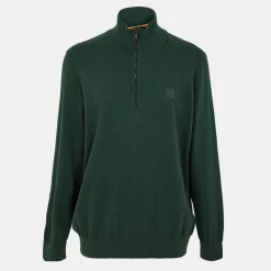 Boss Zip Neck Sweater in Green
