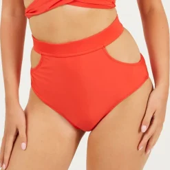Brave Soul Around Bikini Bottoms With Tie in Red