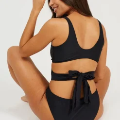 Brave Soul Around Plunge Bikini Top in Black