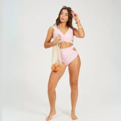 Brave Soul Bikini Bottoms With Wrap Around Ties in Pink