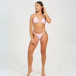 Brave Soul Bikini Top With Frill Edge in Pink