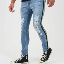 Brave Soul Denim Jean With Side Tape Detail in Blue