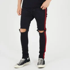 Brave Soul Fit Jeans With Contrast Side Seam Tape Detail in Grey