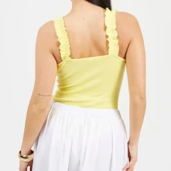 Brave Soul Hem Strap Bodysuit in Yellow