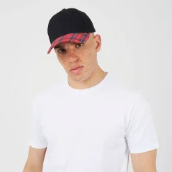 Brave Soul Mens Print Cap With Contrast Stripe in Black